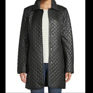 Neiman Marcus Leather Collection | Black Quilted Leather Trenchcoat | Sz XL